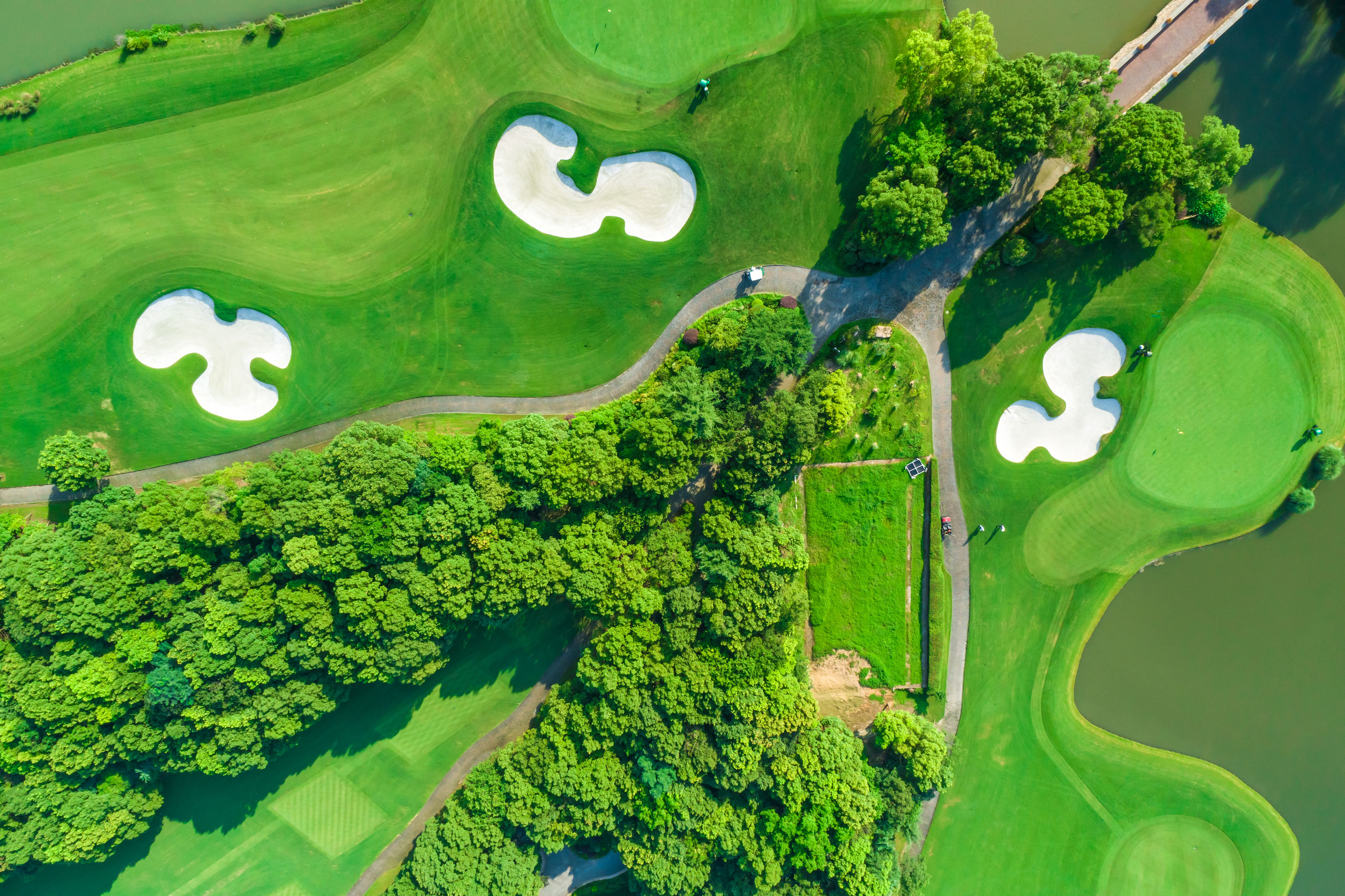 Aerial view of a beautiful golf course